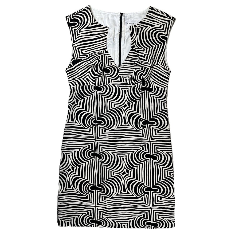 Trina Turk Womens Black White Charlotte Zebra Striped Sheath Dress Sz 6 Cocktail